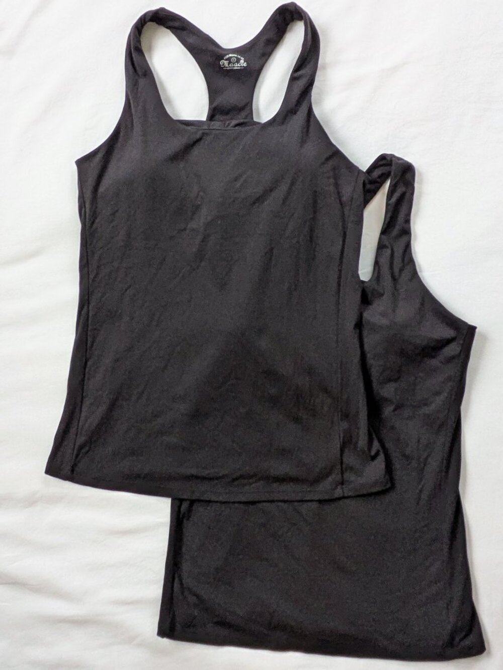 Maternity Racerback Tanks (2) | Built-In Bra | Black | Fits XS–M